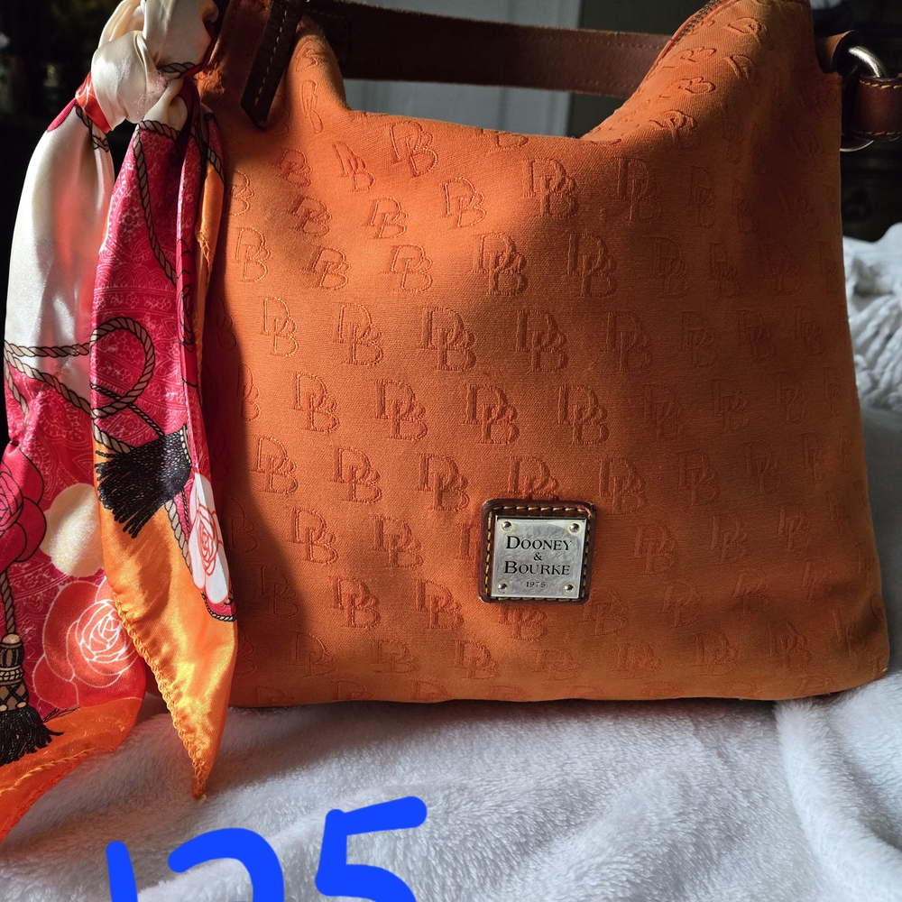 Dooney & Bourke Orange Textured Hobo Bag with Relaxed Structure